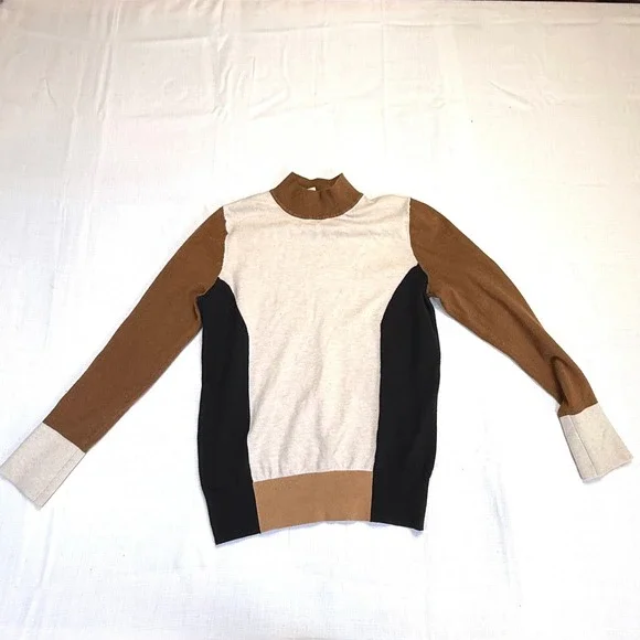 LOFT Colorblock Mock Neck Sweater Long Sleeve Women's Size M‎ - Picture 3 of 8